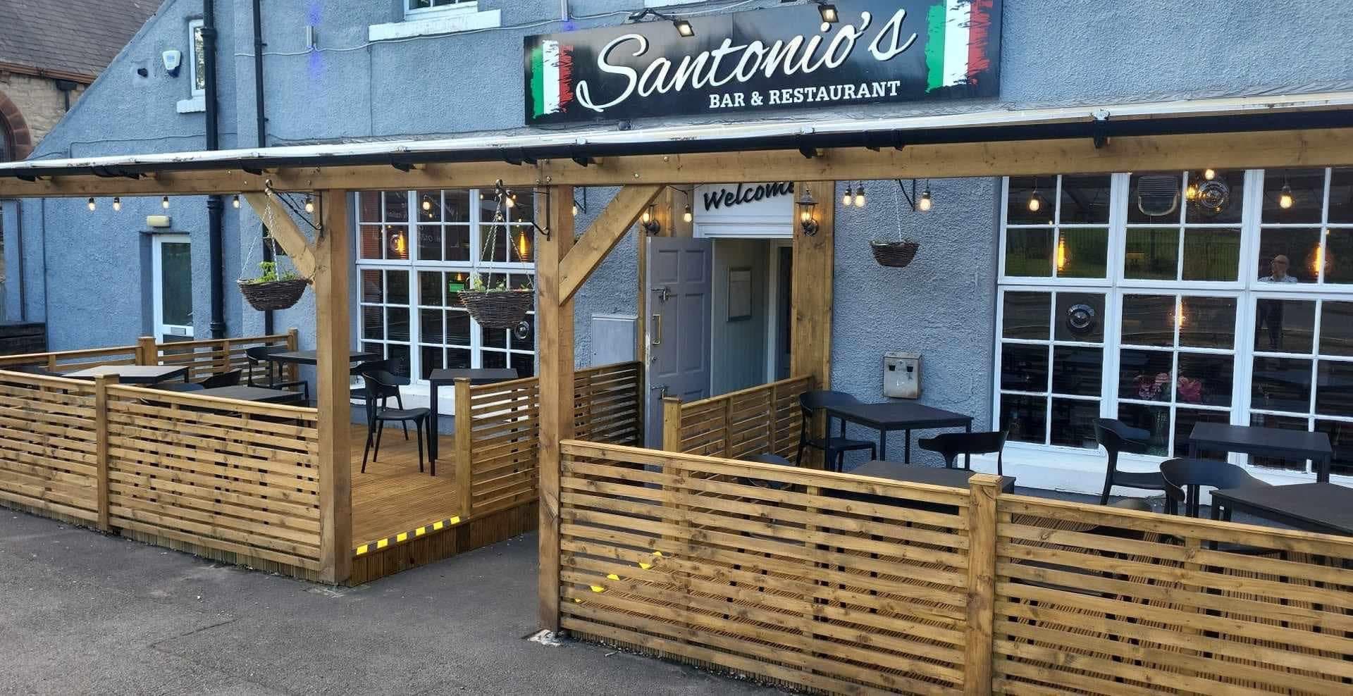 Santonio's Bar & Restaurant exterior with outdoor dining